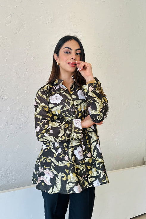 Black Winter Pashmina Coord Set